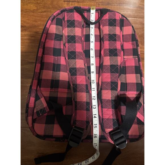 NEW Vera Bradley Iconic Campus Backpack Garnet Buffalo Check Christmas Red Plaid - Picture 16 of 16